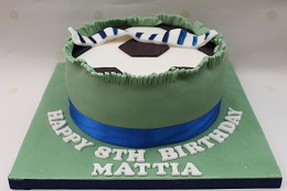 football filled birthday cake